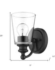 One Light Matte Black Glass Shade Wall Sconce