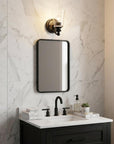 One Light Matte Black Glass Shade Wall Sconce