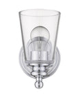 One Light Silver Glass Shade Wall Sconce