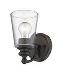 One Light Antique Bronze Glass Shade Wall Sconce