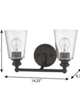 8" Black And Clear Metal Vanity Flush Mounted Sconce