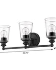 8" Black And Clear Metal Vanity Flush Mounted Sconce