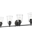8" Black And Clear Metal and Glass Vanity Flush Mounted Sconce