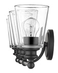 8" Black And Clear Metal and Glass Vanity Flush Mounted Sconce