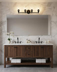 8" Black And Clear Metal and Glass Vanity Flush Mounted Sconce