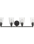 8" Black And Clear Metal and Glass Vanity Flush Mounted Sconce
