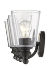 8" Black And Clear Metal and Glass Vanity Flush Mounted Sconce