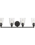 8" Black And Clear Metal and Glass Vanity Flush Mounted Sconce