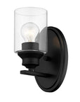One Light Matte Black Wall Light with Clear Glass Shade