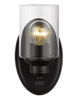 One Light Matte Black Wall Light with Clear Glass Shade