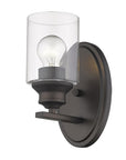 One Light Bronze Wall Light with Clear Glass Shade