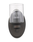 One Light Bronze Wall Light with Clear Glass Shade