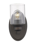 One Light Bronze Wall Light with Clear Glass Shade