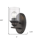 One Light Bronze Wall Light with Clear Glass Shade