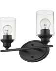 14" Black And Clear Metal and Glass Two Light Flush Mounted Sconce