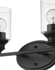 14" Black And Clear Metal and Glass Two Light Flush Mounted Sconce
