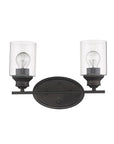 10" Black And Clear Metal and Glass Vanity Flush Mounted Sconce