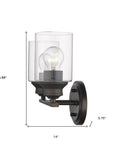 10" Black And Clear Metal and Glass Vanity Flush Mounted Sconce