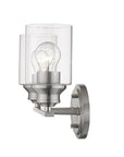 10" Silver And Clear Metal and Glass Vanity Flush Mounted Sconce