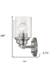 10" Silver And Clear Metal and Glass Vanity Flush Mounted Sconce