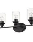 10" Black And Clear Metal and Glass Vanity Flush Mounted Sconce