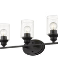 10" Black And Clear Metal and Glass Vanity Flush Mounted Sconce