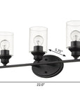 10" Black And Clear Metal and Glass Vanity Flush Mounted Sconce