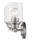 10" Clear And Silver Metal and Glass Vanity Flush Mounted Sconce