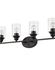10" Black And Clear Metal Vanity Flush Mounted Sconce