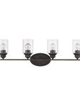 10" Black And Clear Metal and Glass Vanity Flush Mounted Sconce