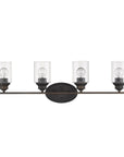 10" Black And Clear Metal and Glass Vanity Flush Mounted Sconce