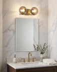 9" Smoky Black And Brass Metal Vanity Flush Mounted Sconce