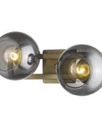 9" Smoky Black And Brass Metal Vanity Flush Mounted Sconce