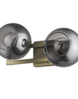 9" Smoky Black And Brass Metal Vanity Flush Mounted Sconce