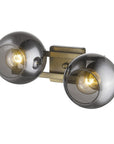 9" Smoky Black And Brass Metal Vanity Flush Mounted Sconce