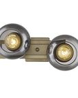 9" Smoky Black And Brass Metal Vanity Flush Mounted Sconce