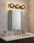 9" Smoky Black And Brass Metal Vanity Flush Mounted Sconce