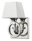 Silver Metal Wall Light with Frosted Glass Shade
