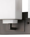7" Black And White Metal and Glass Vanity Flush Mounted Sconce