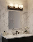 7" Black And White Metal and Glass Vanity Flush Mounted Sconce
