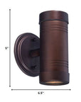 Two Light Bronze Cylinder Wall Light