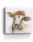 Watercolor Floral Cow Unframed Print Wall Art