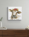 Watercolor Floral Cow Unframed Print Wall Art