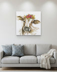 Watercolor Floral Cow Unframed Print Wall Art