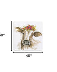 Watercolor Floral Cow Unframed Print Wall Art