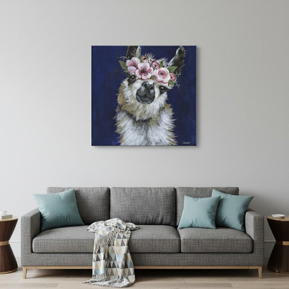 Watercolor Flower Llama Unframed Print Wall Art