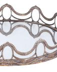 Set of Two Gold Round Ornate Framed Accent Mirrors