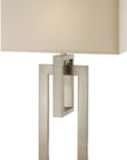 36" Nickel Iron Geometric Table Lamp With Ivory Shade