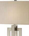 36" Nickel Iron Geometric Table Lamp With Ivory Shade