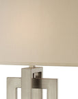 36" Nickel Iron Geometric Table Lamp With Ivory Shade
